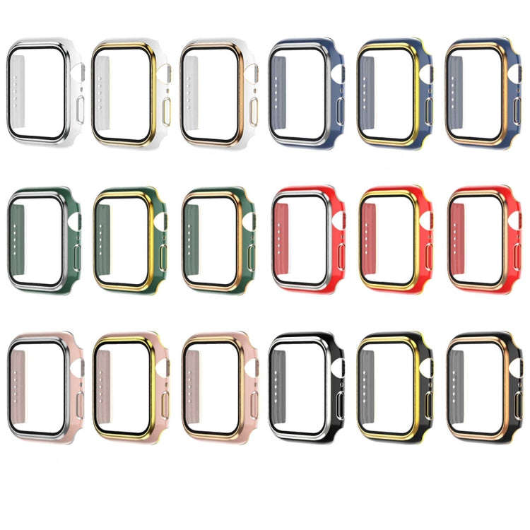 Electroplating Two-color PC+Tempered Film Watch Case For Apple Watch Series 9 / 8 / 7 41mm(Red+Si...