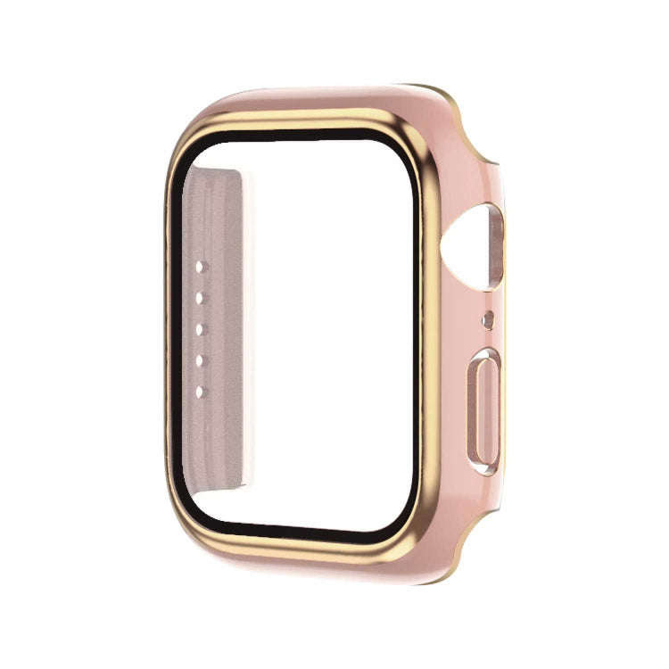 Electroplating Two-color PC+Tempered Film Watch Case For Apple Watch Series 6/5/4/SE 40mm(Pink+Ro...