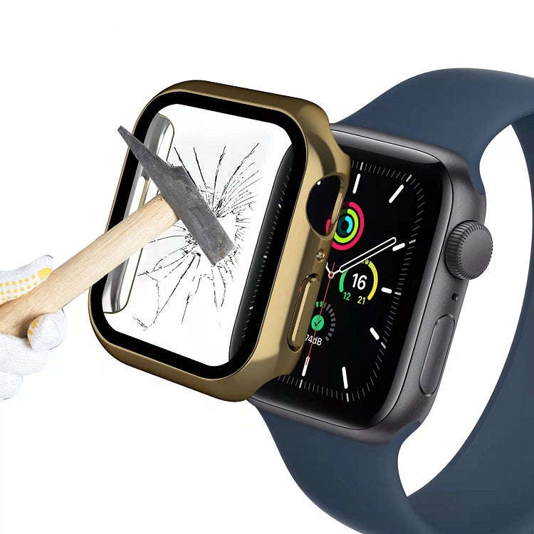 Electroplating Monochrome PC+Tempered Film Watch Case For Apple Watch Series 9 / 8 / 7 45mm(Red)