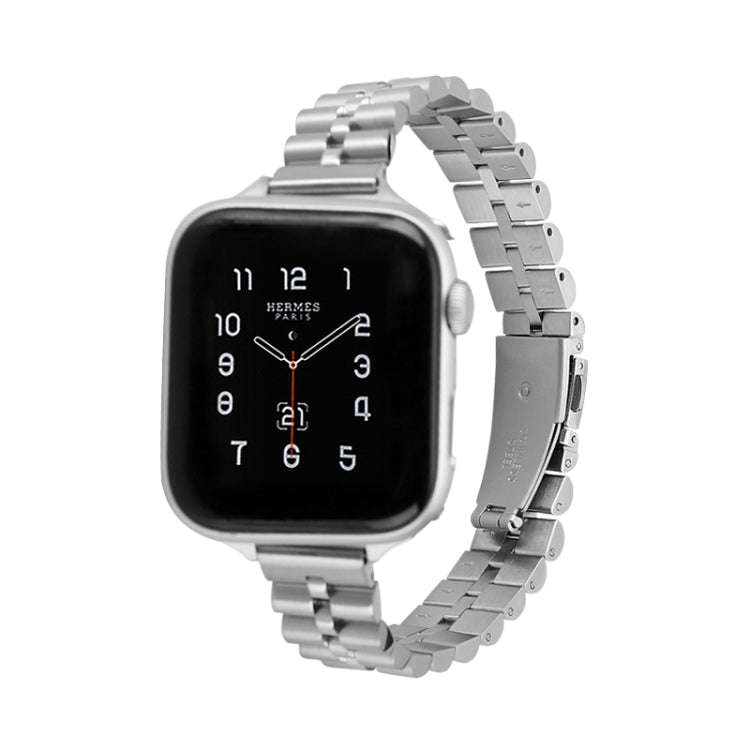 Half-Round Three-Bead Metal Watch Band For Apple Watch Series 9&8&7 41mm / SE 3&SE 2&6&SE&5&4 40m...