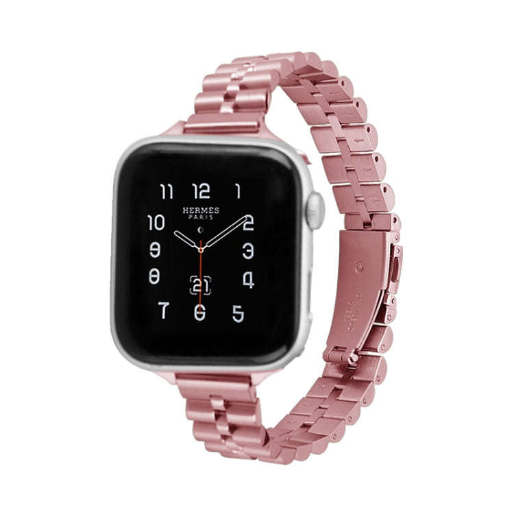 Half-Round Three-Bead Metal Watch Band For Apple Watch Series 9&8&7 41mm / SE 3&SE 2&6&SE&5&4 40m...