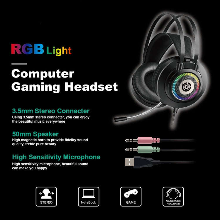 GT9 Professional LED Light Wired Gaming Headset with Mic for PC/PS4/PS5