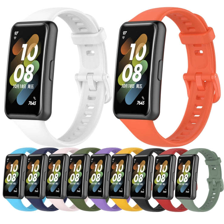 For Huawei Band 7 Solid Color Silicone Watch Band(Orange)