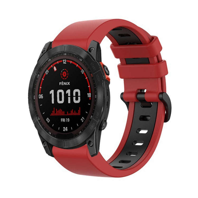 For Garmin Tactix 7 26mm Silicone Sports Two-Color Watch Band(Red+Black)