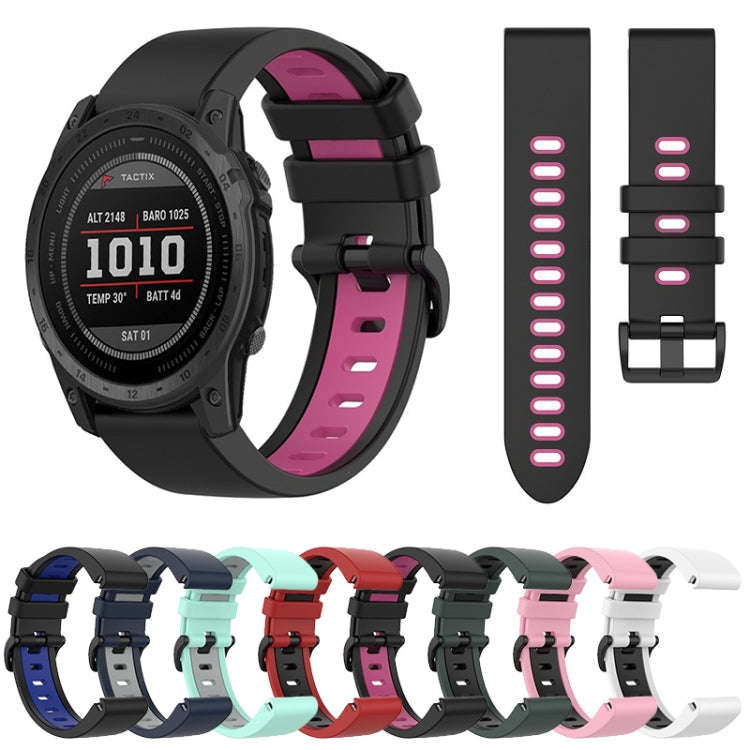 For Garmin Tactix 7 26mm Silicone Sports Two-Color Watch Band(Red+Black)