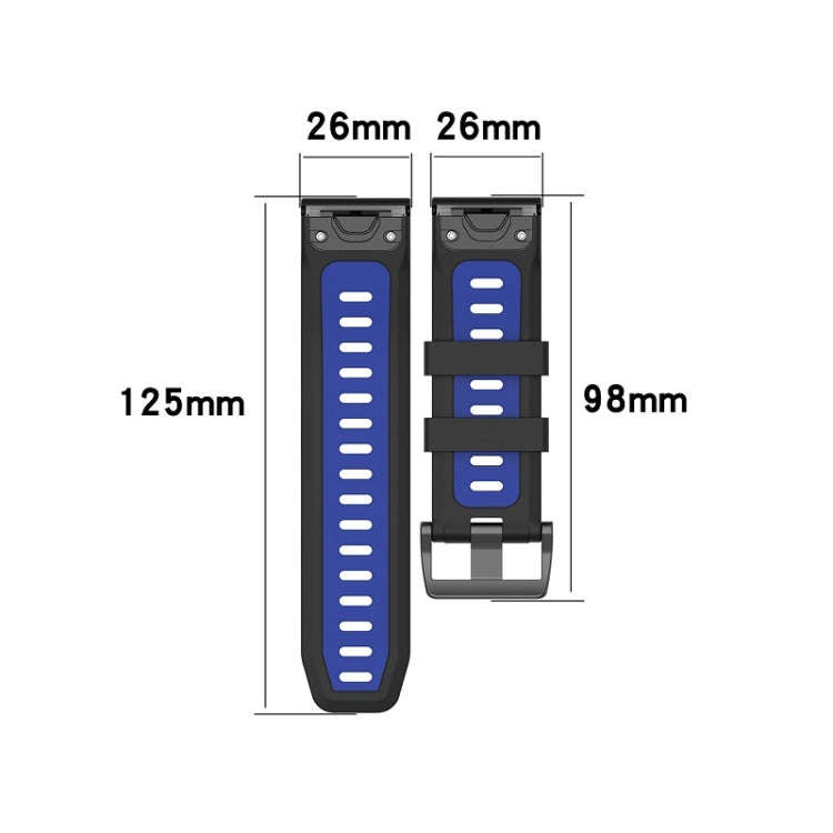 For Garmin Tactix 7 26mm Silicone Sports Two-Color Watch Band(Red+Black)