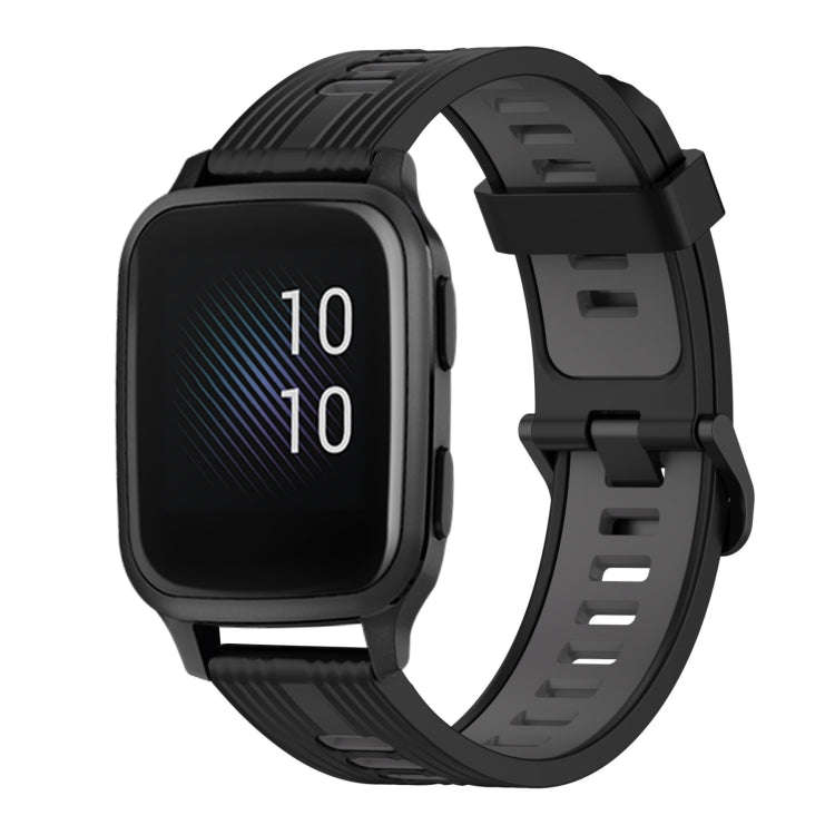 For Garmin Venu sq 20mm Vertical Pattern Two-Color Silicone Watch Band(Black+Grey)