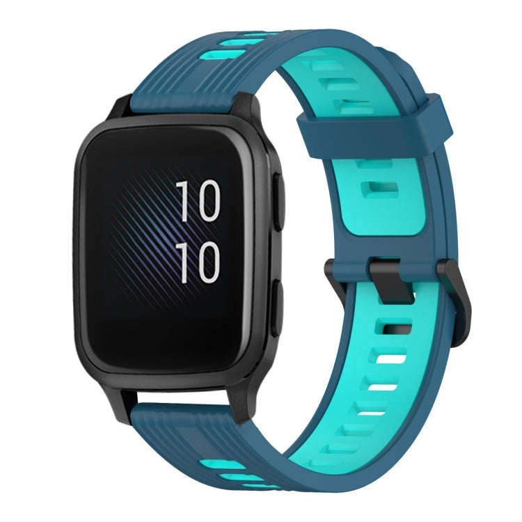 For Garmin Venu sq 20mm Vertical Pattern Two-Color Silicone Watch Band(Blue+Water Duck)