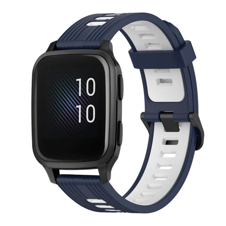 For Garmin Venu sq 20mm Vertical Pattern Two-Color Silicone Watch Band(Dark Blue+White)