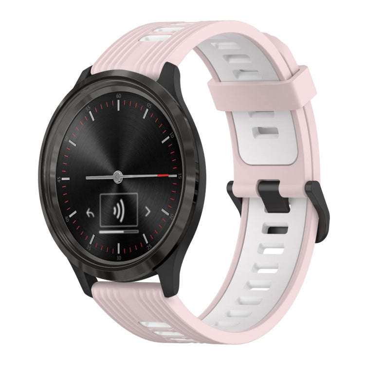 For GarminMove 3 20mm Vertical Pattern Two-Color Silicone Watch Band(Pink+White)