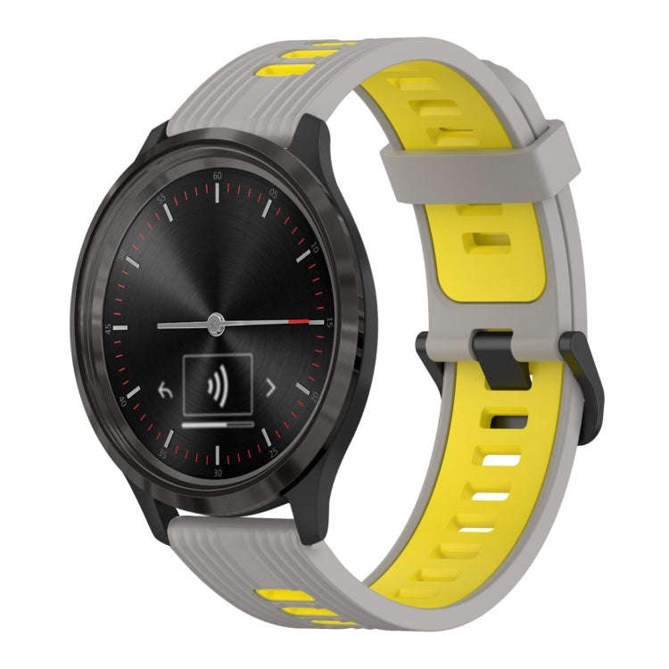 For GarminMove 3 20mm Vertical Pattern Two-Color Silicone Watch Band(Grey+Yellow)
