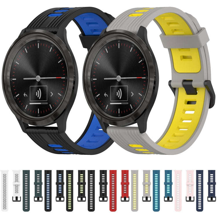 For GarminMove 3 20mm Vertical Pattern Two-Color Silicone Watch Band(Grey+Yellow)