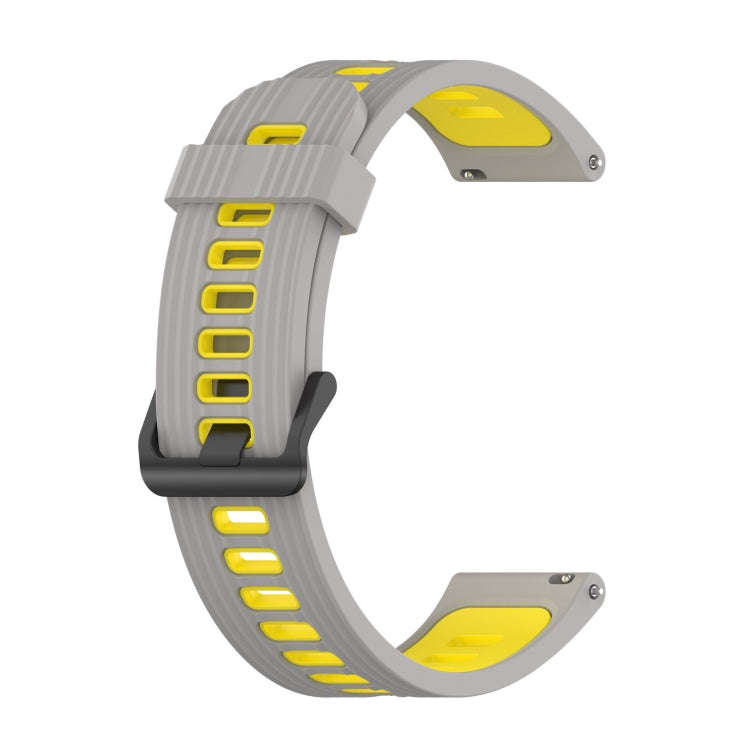 For Garmin Vivomove Sport 20mm Vertical Pattern Two-Color Silicone Watch Band(Grey+Yellow)