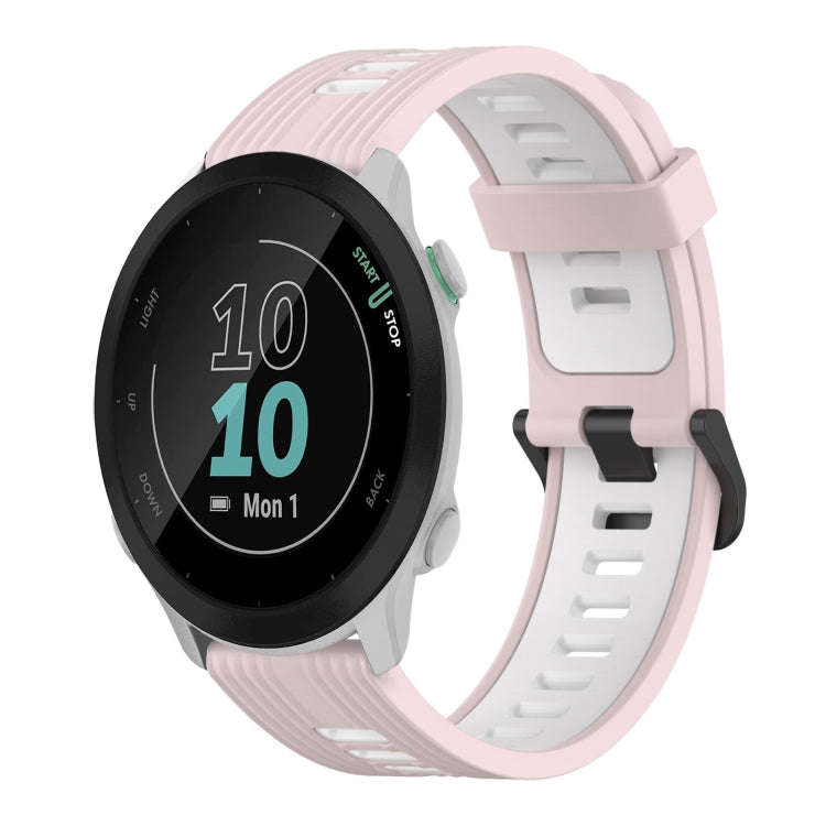 For Garmin Forerunner 158 20mm Vertical Pattern Two-Color Silicone Watch Band(Pink+White)