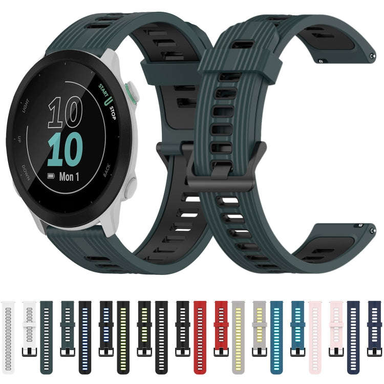 For Garmin Forerunner 55 20mm Vertical Pattern Two-Color Silicone Watch Band(Grey+Yellow)