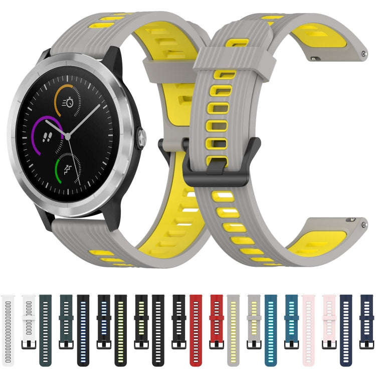For Garmin Vivoactive3 20mm Vertical Pattern Two-Color Silicone Watch Band(Blue+Water Duck)