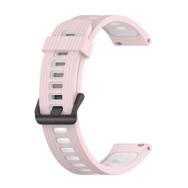 For Garmin Vivomove3 20mm Vertical Pattern Two-Color Silicone Watch Band(Pink+White)