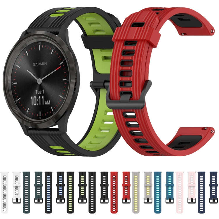 For Garmin Vivomove3 20mm Vertical Pattern Two-Color Silicone Watch Band(Grey+Yellow)