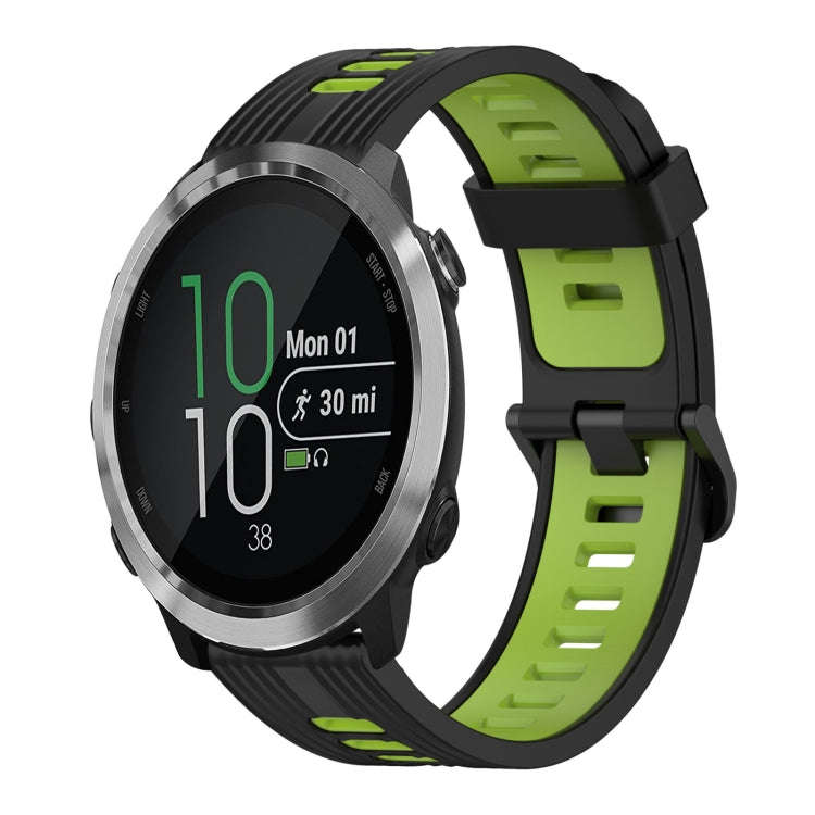 For Garmin Forerunner 645 20mm Vertical Pattern Two-Color Silicone Watch Band(Black+Green)