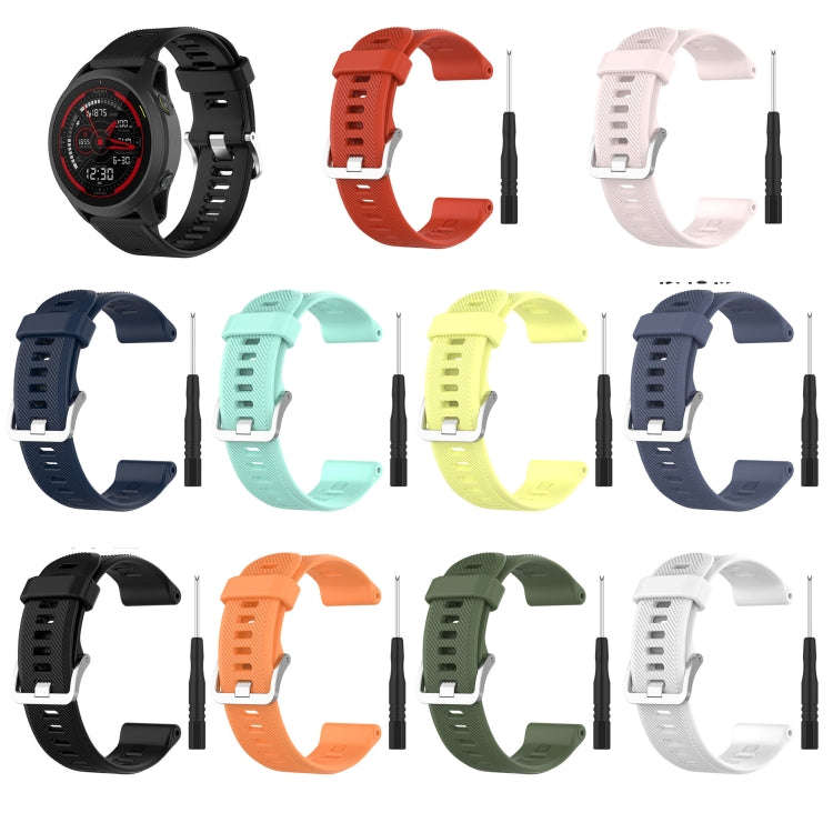 For Garmin Forerunner 745 22mm Twill Solid Color Silicone Watch Band(Water Duck)