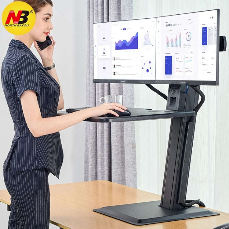 NORTH BAYOU NB S100 Computer Stand 22-27 inch Dual Monitor Mount with Keyboard Plate