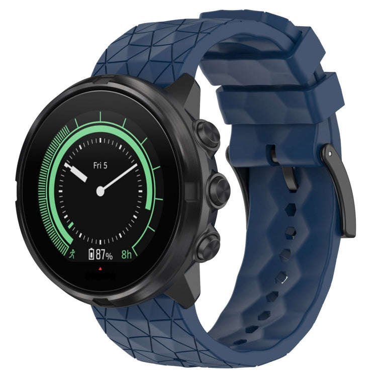 For Suunto 9 24mm Football Pattern Silicone Solid Color Watch Band(Navy Blue)