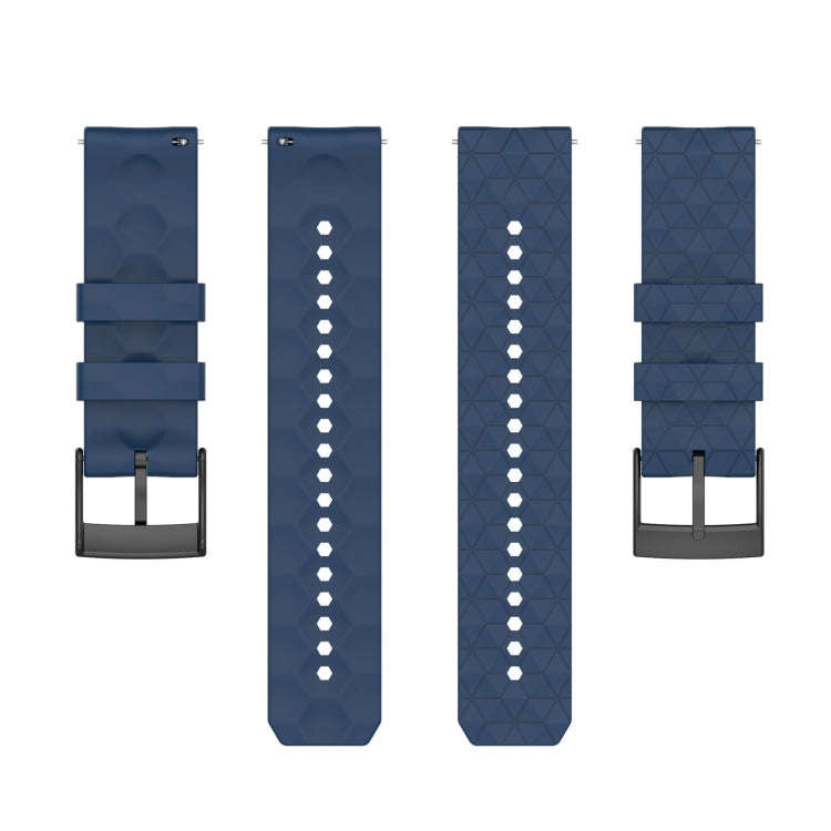 For Suunto 9 24mm Football Pattern Silicone Solid Color Watch Band(Navy Blue)