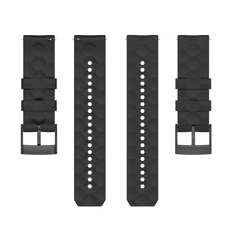 For Suunto 9 24mm Football Pattern Silicone Solid Color Watch Band(Black)