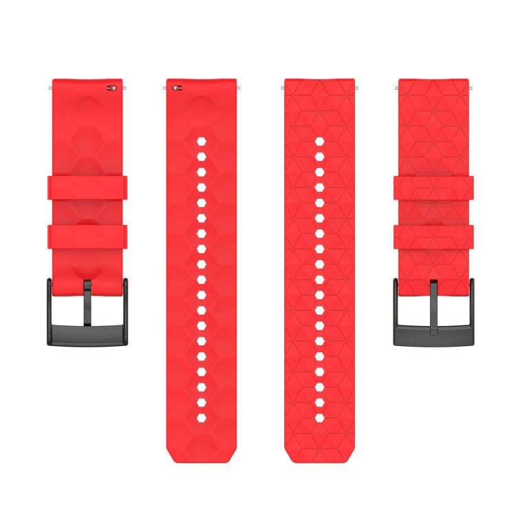 For Suunto 9 24mm Football Pattern Silicone Solid Color Watch Band(Red)