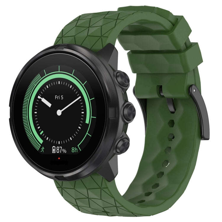 For Suunto 9 24mm Football Pattern Silicone Solid Color Watch Band(Amy Green)