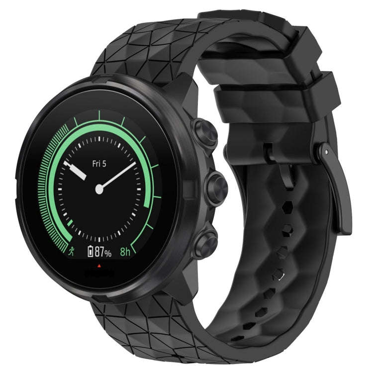 For Suunto 7 24mm Football Pattern Silicone Solid Color Watch Band(Black)