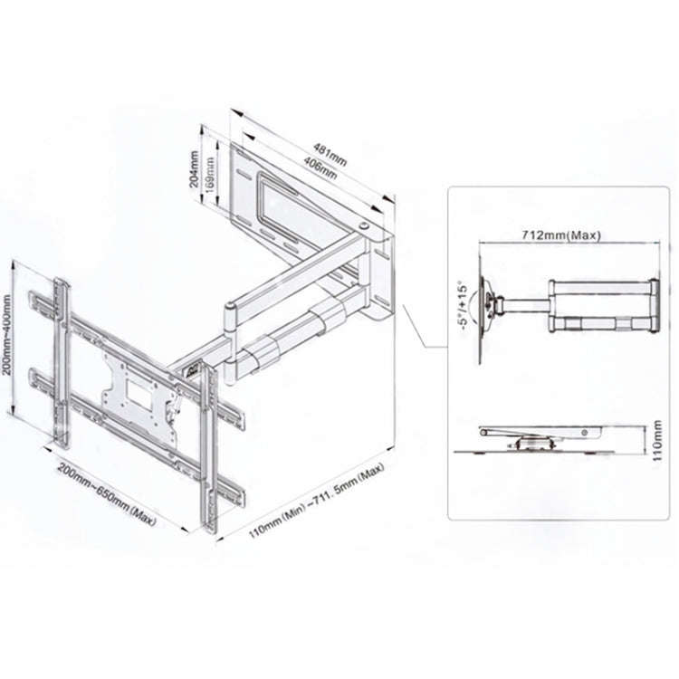 NORTH BAYOU NB SP2 Heavy Duty Arm Swivel Wall Mount  40-70 inch LED LCD TV