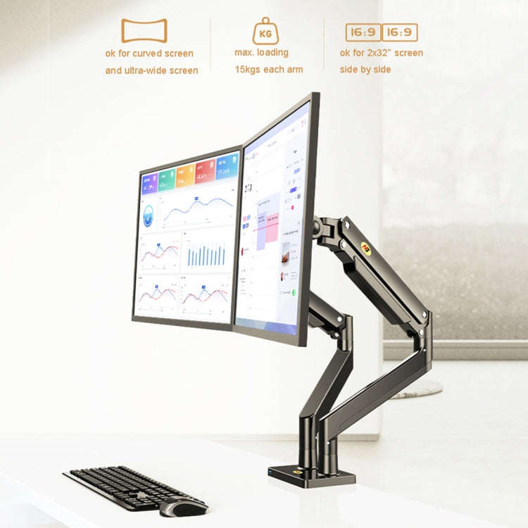 NORTH BAYOU NB G32 Aluminum Alloy Dual Monitor Mount Gas Spring Arm Full Motion Holder for 22- 32...