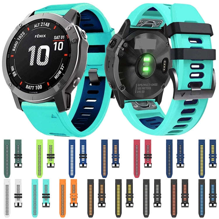 For Garmin Fenix 7X Solar 26mm Silicone Sports Two-Color Watch Band(Black+Grey)