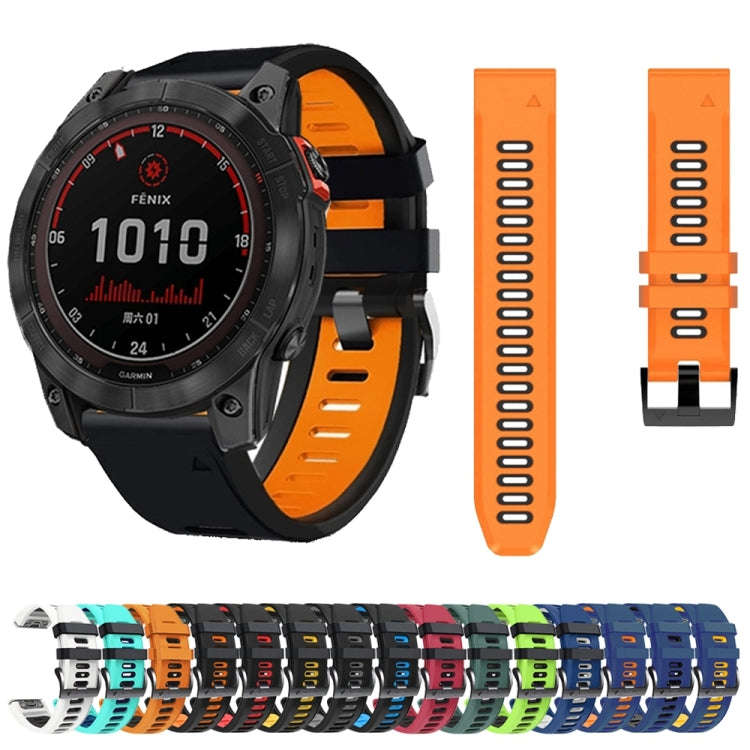 For Garmin Fenix 7X Solar 26mm Silicone Sports Two-Color Watch Band(Black+Grey)