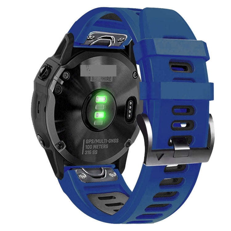 For Garmin Tactix 7 Pro 26mm Silicone Sports Two-Color Watch Band(Midnight Blue+Black)