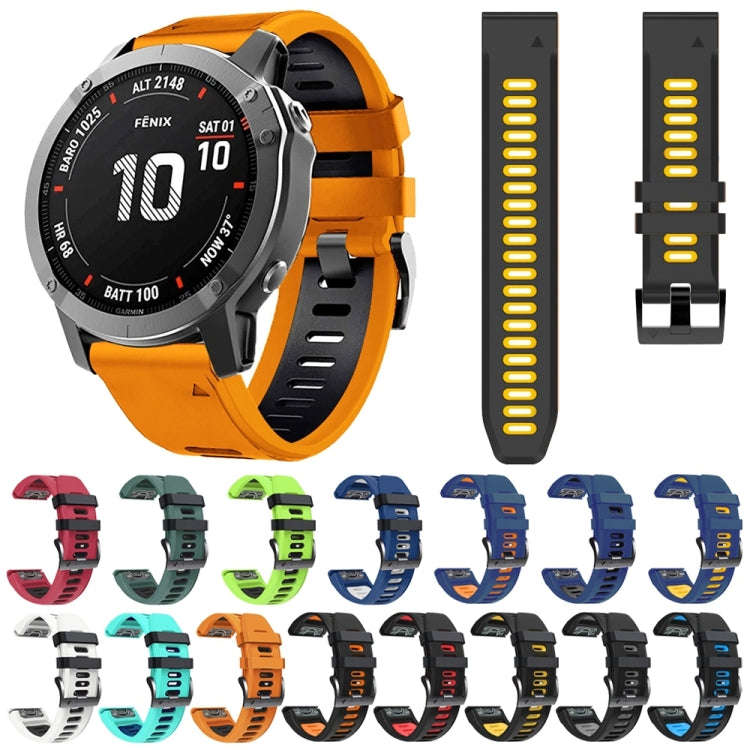 For Garmin Tactix 7 26mm Silicone Sports Two-Color Watch Band(Black+Orange)