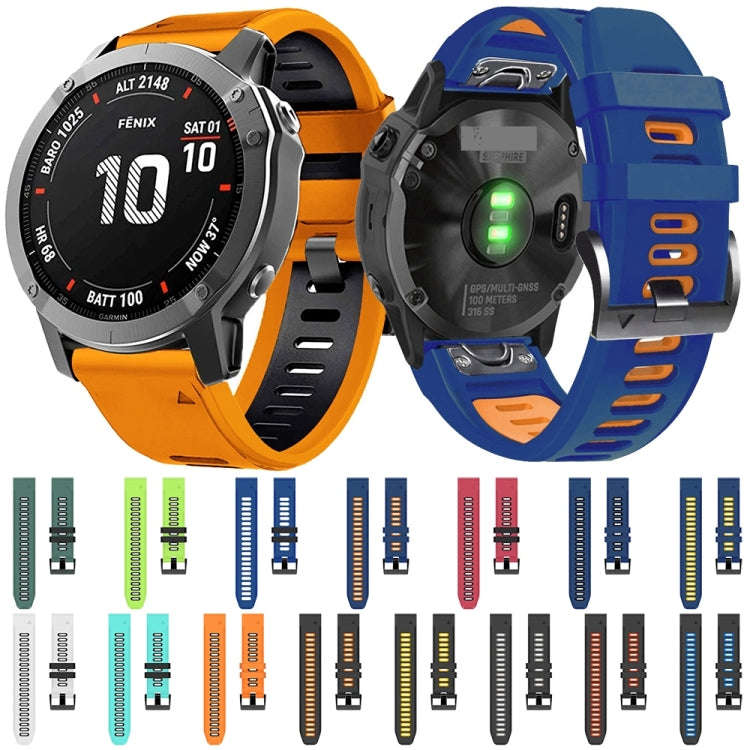 For Garmin Tactix 7 26mm Silicone Sports Two-Color Watch Band(Black+Orange)