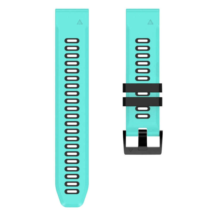 For Garmin Fenix 6X 26mm Silicone Sports Two-Color Watch Band(Mint Green+Blue)