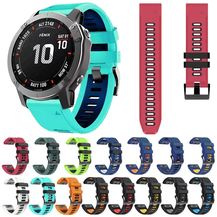 For Garmin Fenix 6X Pro 26mm Silicone Sports Two-Color Watch Band(Red+Black)