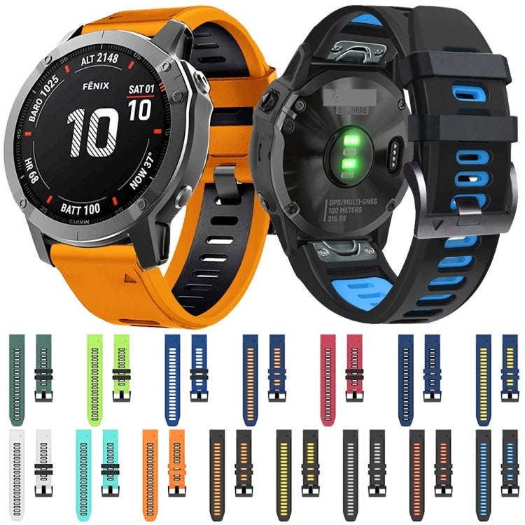 For Garmin Fenix 6X Pro 26mm Silicone Sports Two-Color Watch Band(Red+Black)