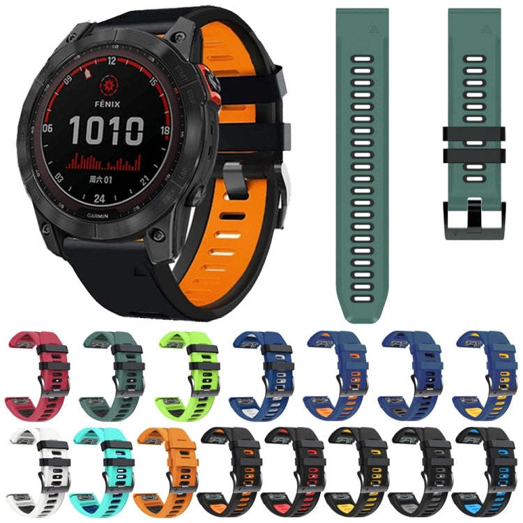 For Garmin Fenix 5X 26mm Silicone Sports Two-Color Watch Band(Lime+Black)