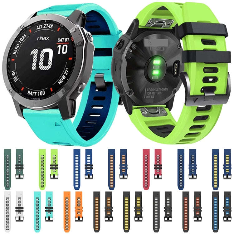 For Garmin Fenix 5X Plus 26mm Silicone Sports Two-Color Watch Band(Black+Sky Blue)
