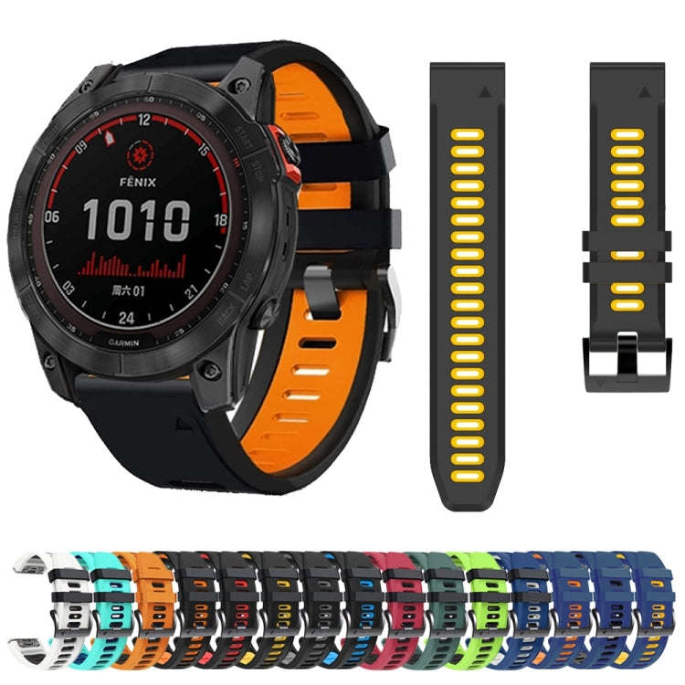 For Garmin Fenix 5X Plus 26mm Silicone Sports Two-Color Watch Band(Black+Sky Blue)