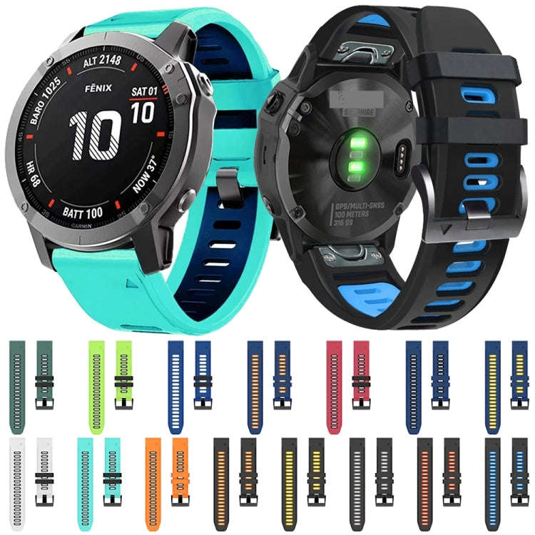 For Garmin Fenix 3 26mm Silicone Sports Two-Color Watch Band(Black+Red)