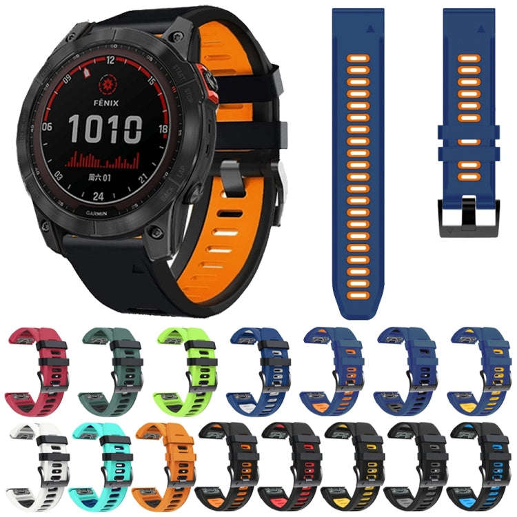 For Garmin Fenix 3 HR 26mm Silicone Sports Two-Color Watch Band(White+Black)