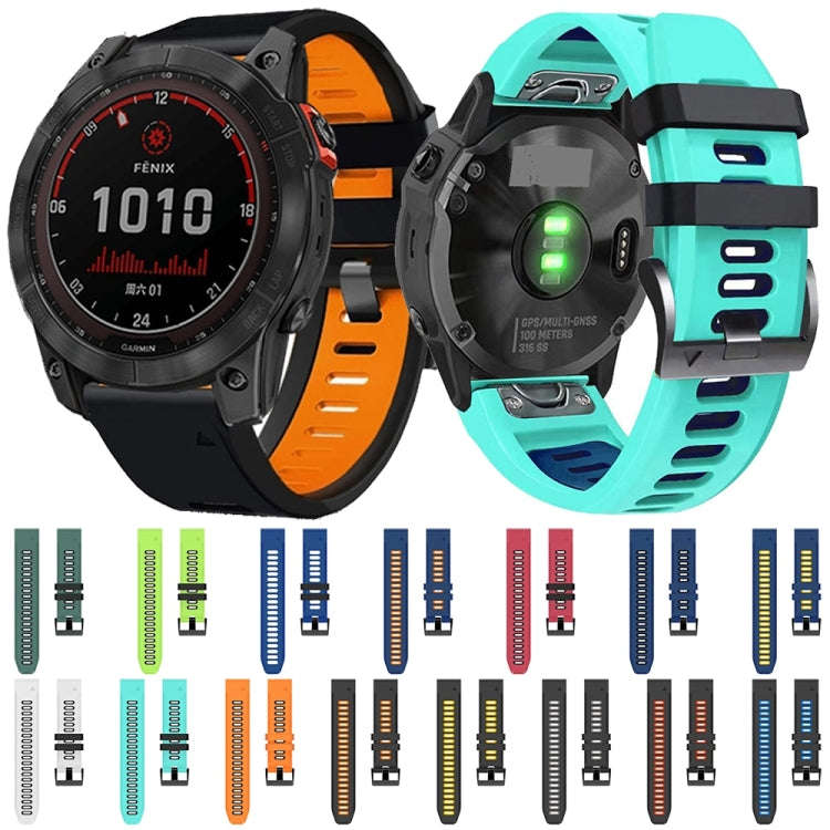 For Garmin Fenix 3 HR 26mm Silicone Sports Two-Color Watch Band(Black+Orange)