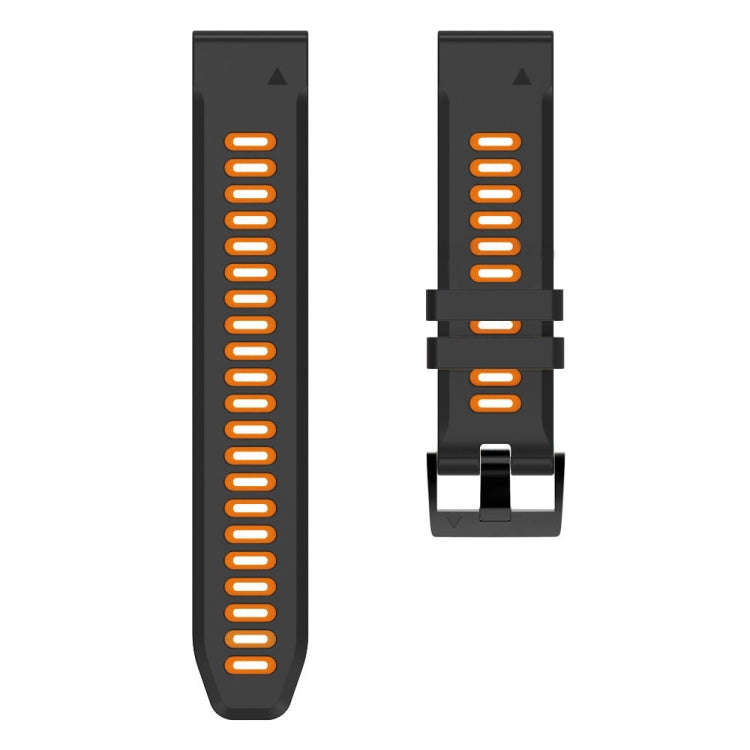 For Garmin Descent MK2 26mm Silicone Sports Two-Color Watch Band(Black+Orange)
