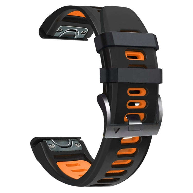 For Garmin Descent MK2 26mm Silicone Sports Two-Color Watch Band(Black+Orange)