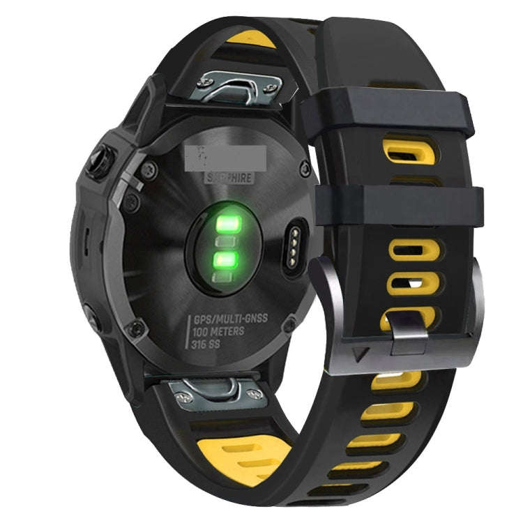 For Garmin Descent MK2 26mm Silicone Sports Two-Color Watch Band(Black+Yellow)